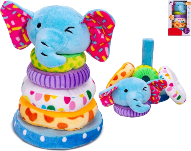 Pluszowa piramida słoń z nakładanymi kółkami 21 cm