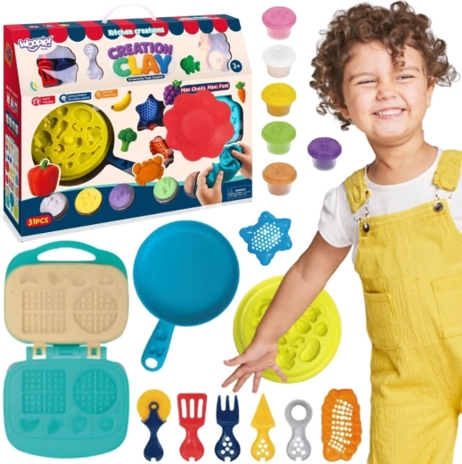 Woopie Creation Clay zestaw plasteliny z gofrownicą i akcesoriami kuchennymi (39 el.)