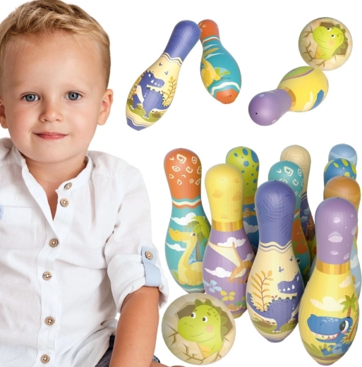 Miękkie dziecięce kręgle z dinozaurami Woopie - 12 szt.