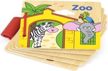 Drewniana książeczka Zoo dla najmłodszych