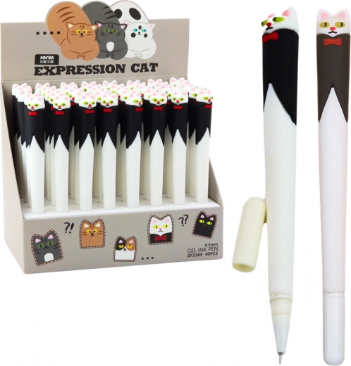 Żelowy długopis z kotem i muszką, niebieski tusz