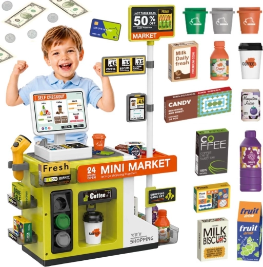 Woopie dziecięca kasa samoobsługowa mini market z kawiarnią - 1 sztuka