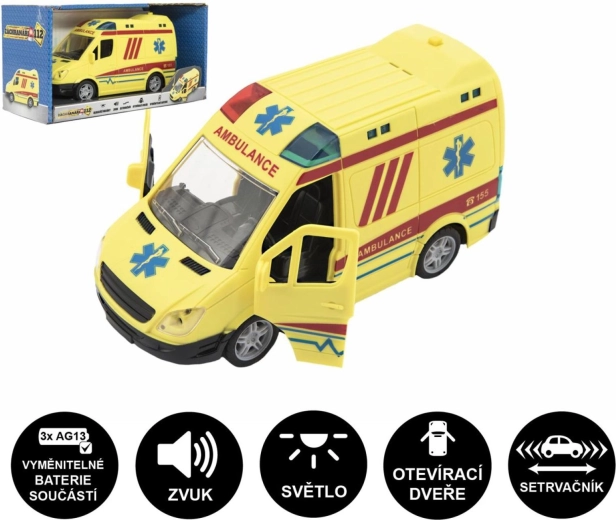 Plastowa karetka pogotowia ze światłem i dźwiękiem 20 cm
