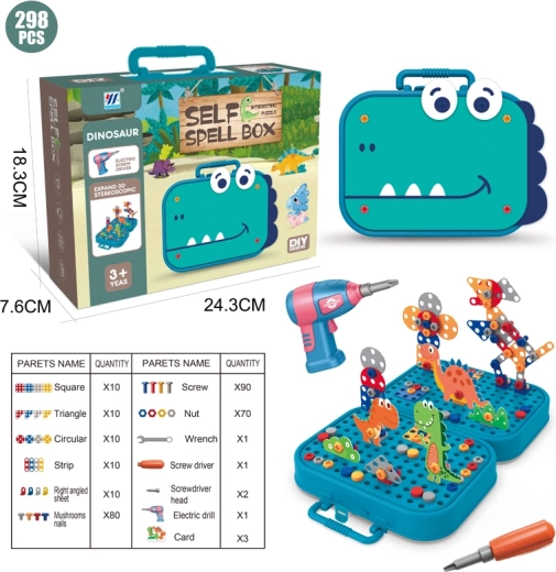 Puzzle – klocki do skręcania Dino 298 elementów