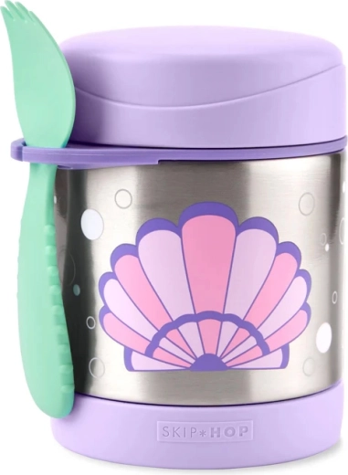 Skip Hop Spark Style termos ze stali nierdzewnej na jedzenie z łyżko-widelcem muszla 325 ml