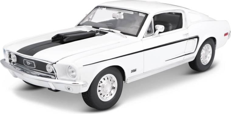 Maisto 1968 Ford Mustang GT Cobra Jet – metalowy model auta 1:18 biały