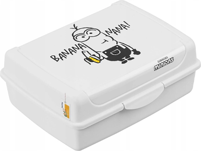 Śniadaniówka Minionki z klipsem, biała, 17 × 13 × 7 cm