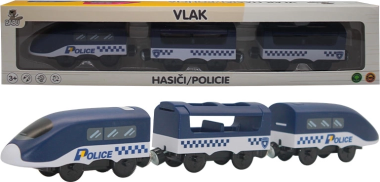 Babu pociąg policyjny z magnetycznymi wagonami na baterie