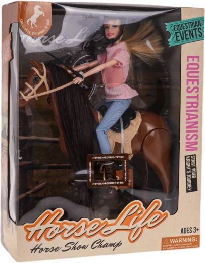 Lalka na koniu z akcesoriami