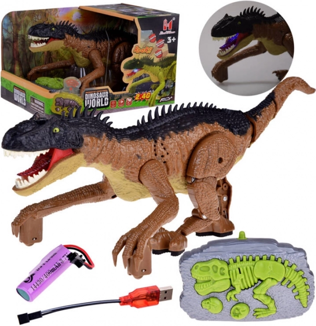 Brązowy zdalnie sterowany dinozaur zabawka