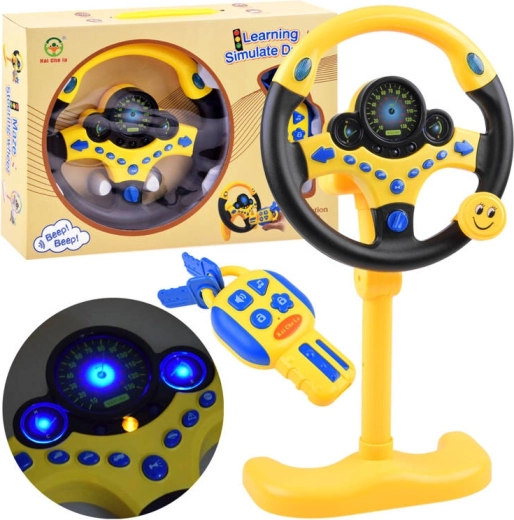 Interaktywna kierownica dla dzieci na stojaku z pilotem i kluczykami