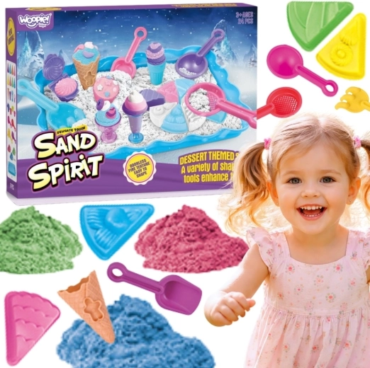 Woopie Sand Fairy piasek kinetyczny zestaw lodziarnia i desery 24 elementy