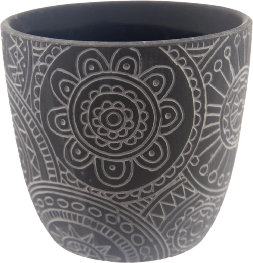 Ceramiczna doniczka mandala czarna 13 × 13 × 12 cm