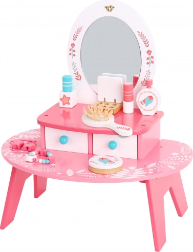 Różowa drewniana toaletka z lustrem Tooky Toy