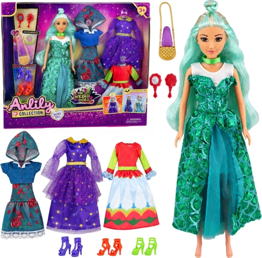 Anlily – fantasy lalka z ubrankami, sukienkami i akcesoriami 30 cm