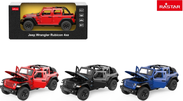 Metalowy model samochodu Rastar Jeep Wrangler Rubicon 1:32 czarny