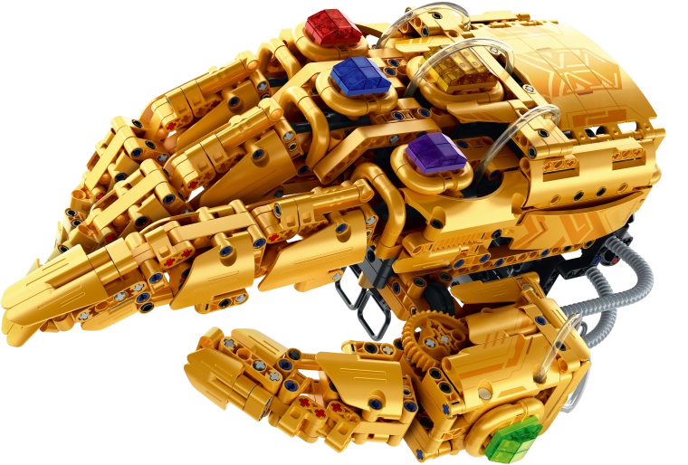 Imponujący model złotej robotycznej ręki