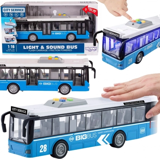 Interaktywny miejski autobus WOOPIE 1:16 z efektami i otwieranymi drzwiami