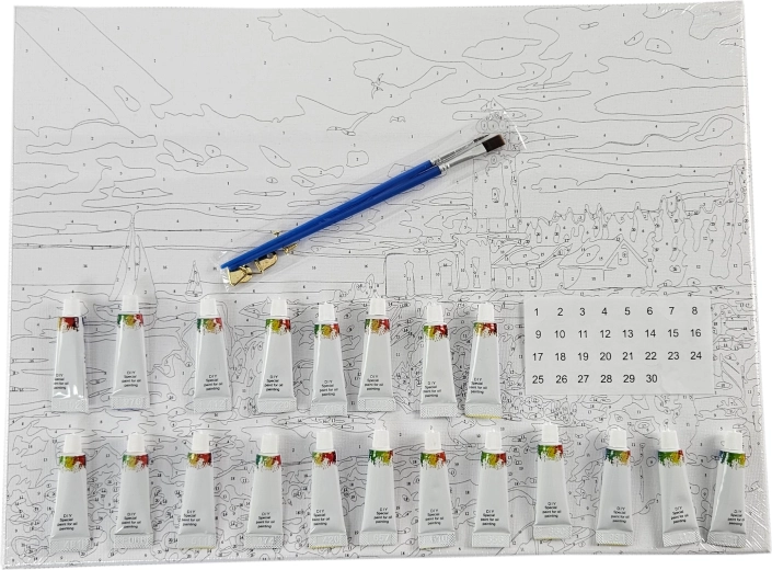 Kompletny zestaw z farbami i pędzlami