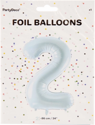 Foliowy balon cyfra 2 niebieski 86 cm
