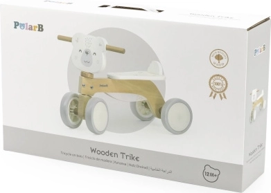 drewniany jeździk miś PolarB z cichymi kołami EVA