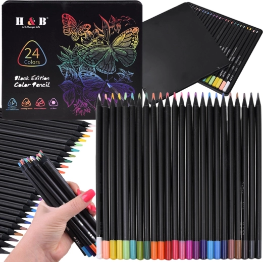 Kredki Black Edition – zestaw 24 kolorów w metalowym etui