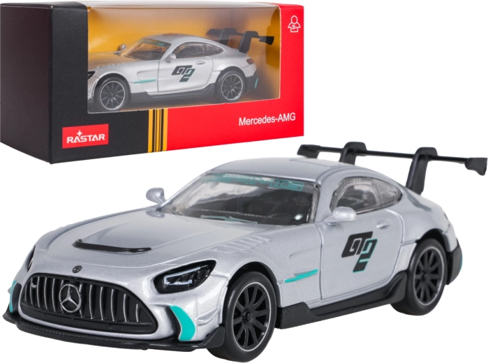 Metalowy model Mercedes-AMG GT2 RASTAR w skali 1:43, srebrny