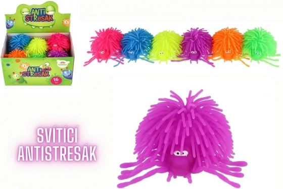 Antystresowa piłeczka do ściskania pająk 10 cm ze światłem (silikon, 6 kolorów)