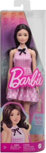 barbie fashionistas modna lalka w różowej sukience w kratkę