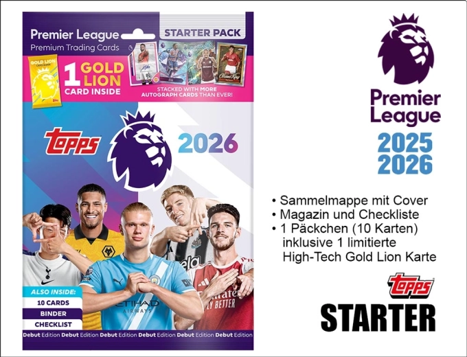 Kolekcjonerskie karty Topps Premier League 2025/2026 – zestaw startowy