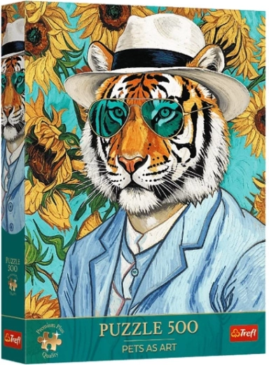 Trefl Premium Plus puzzle Pets as Art: Pan Tygr i Słonecznice 500 elementów