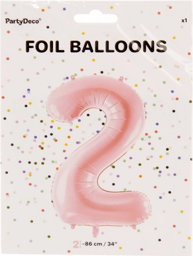 Foliowy balon cyfra 2 różowy 86 cm