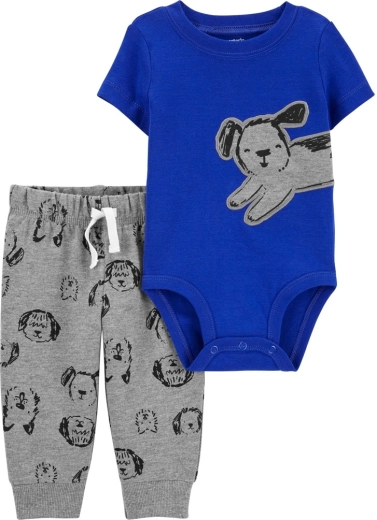 CARTER'S 2-częściowy zestaw: body z krótkim rękawem i dresy blue dog dla chłopców – NB