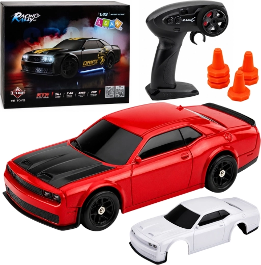 Sportowe auto RC do driftu 4WD 1:43 z żyroskopem ESP, czerwone