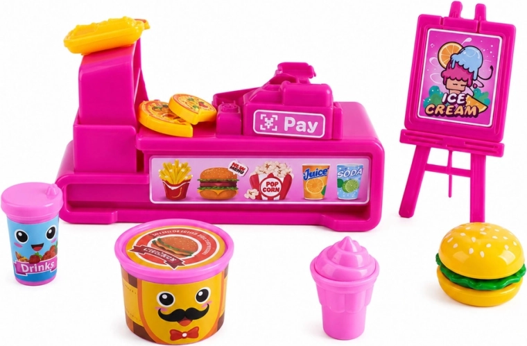 Realistyczne stoisko fast food z kasą
