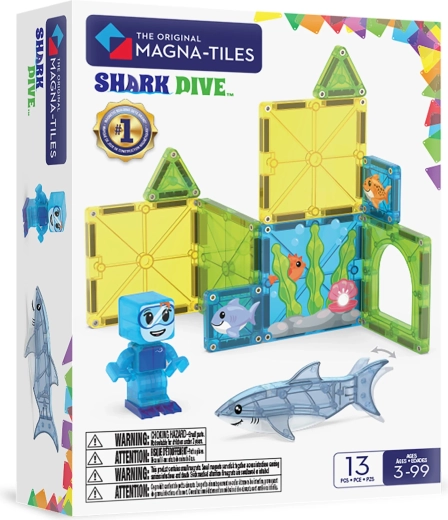 MAGNA-TILES Magnetyczny zestaw konstrukcyjny Nurkowanie z rekinami, 13 elementów