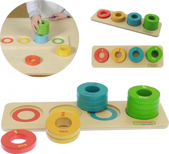 Masterkidz drewniany sorter kolorowych krążków Montessori