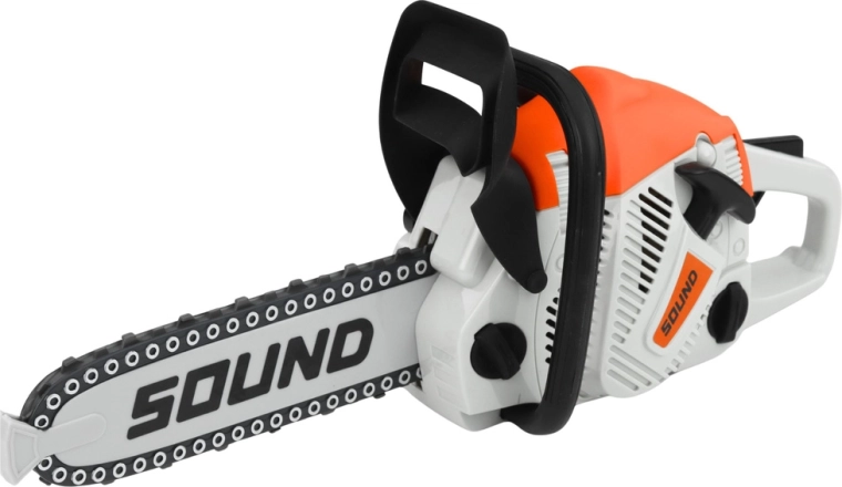 Piła łańcuchowa z dźwiękami i obracającym się łańcuchem