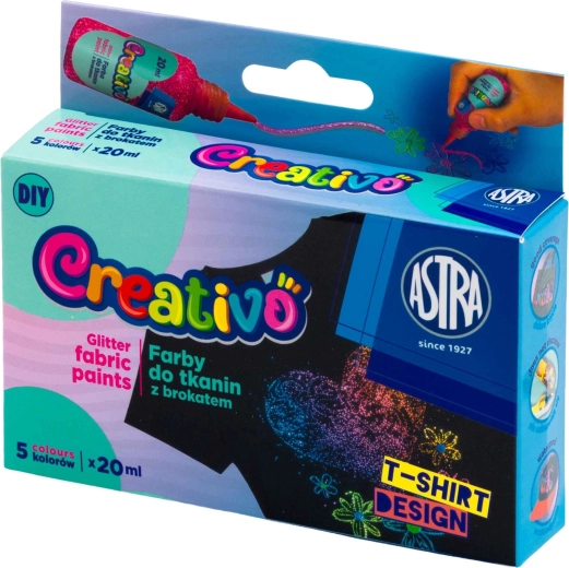 Farby brokatowe do tkanin 5×20 ml ASTRA CREATIVO