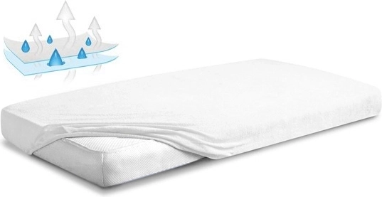 Wodoodporne prześcieradło frotte z gumką Babymatex 60 × 120 cm, białe