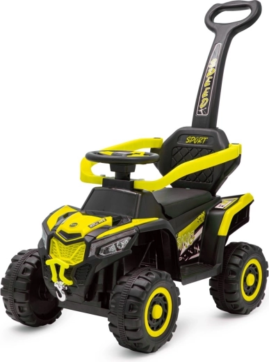 Dziecięcy elektryczny jeździk z prowadzącą rączką żółty Baby Mix Ruggy