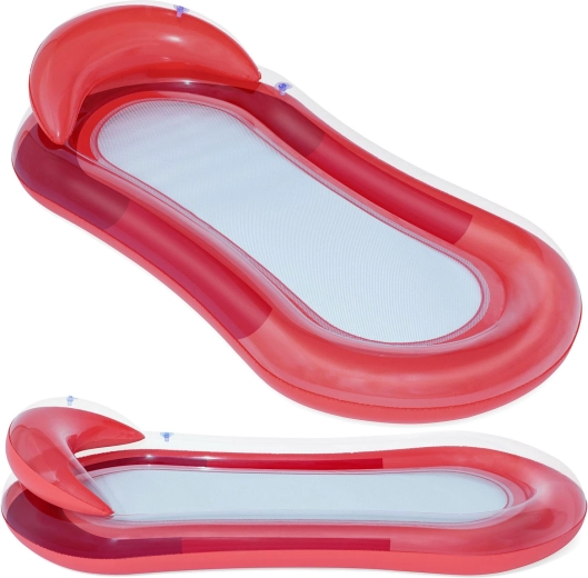 Nadmuchiwane leżakowisko do wody z oparciem BESTWAY, czerwone, 160 × 84 cm