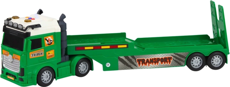 Ciągnik z naczepą niskopodwoziową i efektami