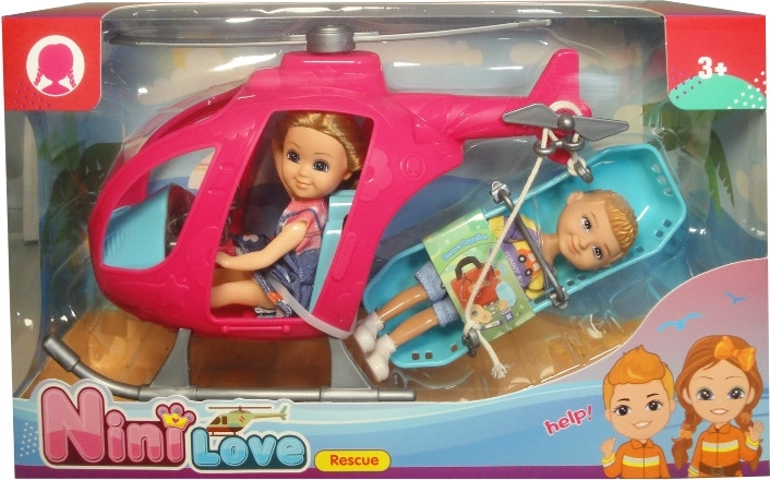 Lalka w śmigłowcu ratunkowym z noszami i pacjentem