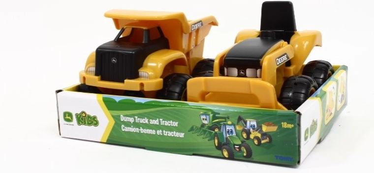 TOMY John Deere dziecięce pojazdy budowlane – traktor i wywrotka (2 szt.)
