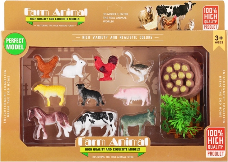 Zestaw figurek zwierząt domowych z farmą (10 szt.)