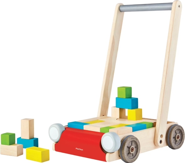 Drewniany chodzik PlanToys z klockami