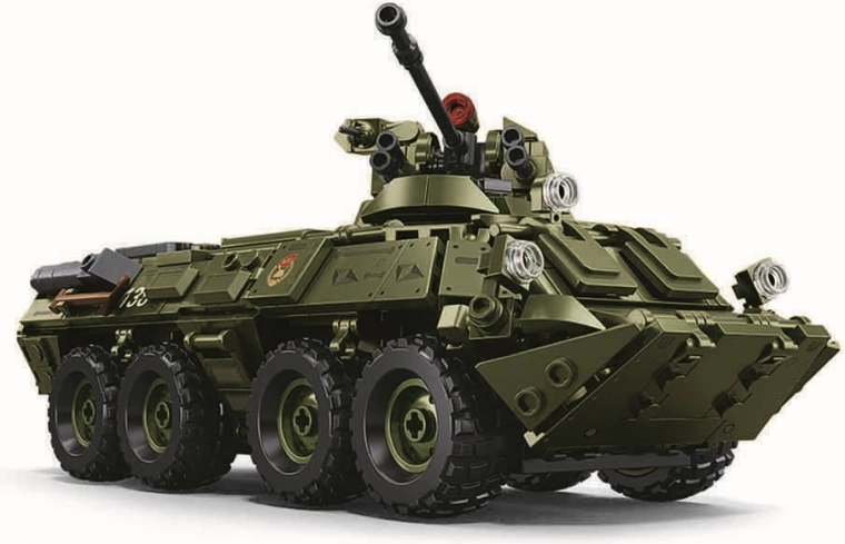 Wojskowy zestaw konstrukcyjny Sluban BTR-80AS w skali 1:35