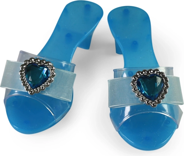 Błyszczące niebieskie pantofelki do królewskiego kroku