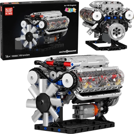 Zestaw konstrukcyjny mechaniczny silnik V8 z ruchomymi tłokami (552 elementy)